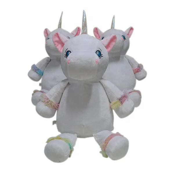 50cm de alta calidad de peluche bordado animal de peluche de juguete gran unicornio de peluche con las vainas y cremallera