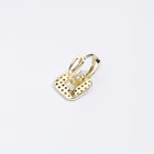 Fashion Crystal Zircon Hoop Square Pendant Drop Earrings Women