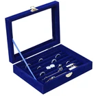 Velvet Glass Jewelry Box Rings Necklaces Storage Display Box