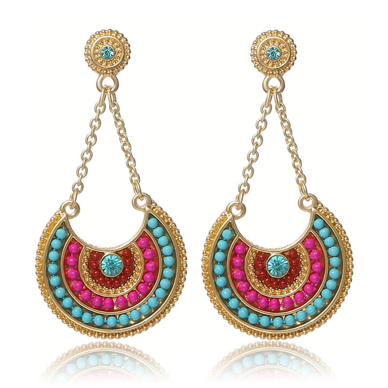 Ethnic Vintage Dangle Earrings Women Full Crystal Resin Beads Bohemian Earrings, Picture shows
Ethnic Vintage Dangle Earrings Women Full Crystal Resin Beads Bohemian Earrings, Picture shows