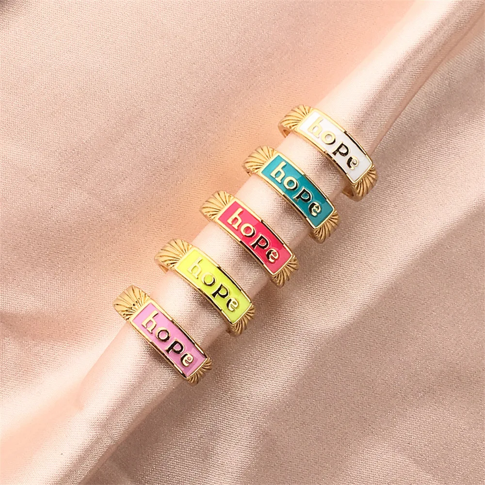 Hope Letter Rings for Women Girls 18K Gold Plated Multi Color Dripping Oil Enamel Open Finger Rings Jewelry
Hope Letter Rings for Women Girls 18K Gold Plated Multi Color Dripping Oil Enamel Open Finger Rings Jewelry