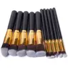 New 10 Pcs Silver/Golden Makeup Brush Set Cosmetics Foundation Blending Blush Makeup Tool Powder Eyeshadow Cosmetic Set
