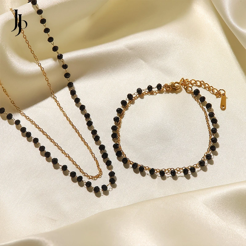 JOJO Fashion 2023 vintage beaded boho black glass bead choker necklace women Double layer stainless steel bead necklace jewelry
JOJO Fashion 2023 vintage beaded boho black glass bead choker necklace women Double layer stainless steel bead necklace jewelry