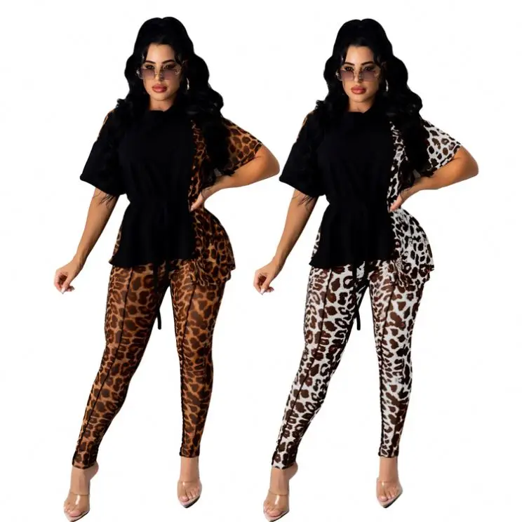 Sexy Ladies Casual Clothes Leopard Print Patchwork Tops Pants Summer Women Two Piece Set, Picture shown
Sexy Ladies Casual Clothes Leopard Print Patchwork Tops Pants Summer Women Two Piece Set, Picture shown