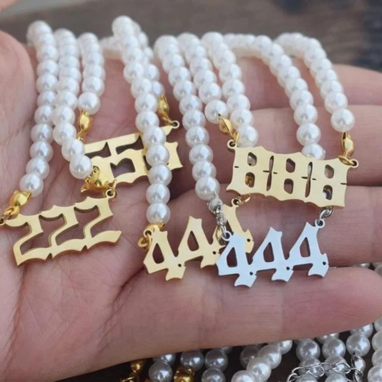 Personalized Stainless Steel Number 111-999 Pearl Necklace Custom Trendy 18K Gold Plated Angel Devil Number Necklace
Personalized Stainless Steel Number 111-999 Pearl Necklace Custom Trendy 18K Gold Plated Angel Devil Number Necklace
