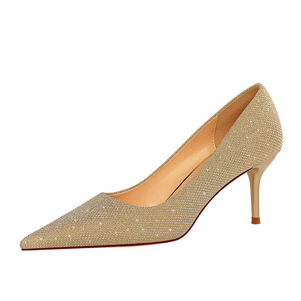 Factory Sale Ladies High Heels Asakuchi Pointed Toe Sequins Anti-slip Sexy Banquet Pumps
Factory Sale Ladies High Heels Asakuchi Pointed Toe Sequins Anti-slip Sexy Banquet Pumps