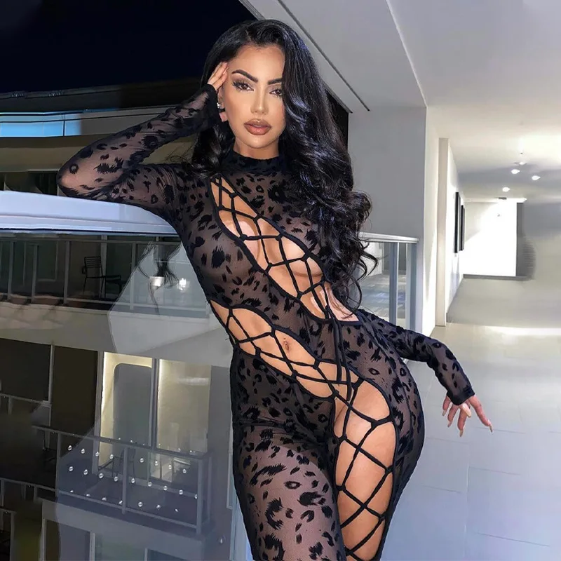 Winter Clothing Women Leopard Sexy Jumpsuit Romper Black Cross Bandage See Through Jumpsuits
Winter Clothing Women Leopard Sexy Jumpsuit Romper Black Cross Bandage See Through Jumpsuits