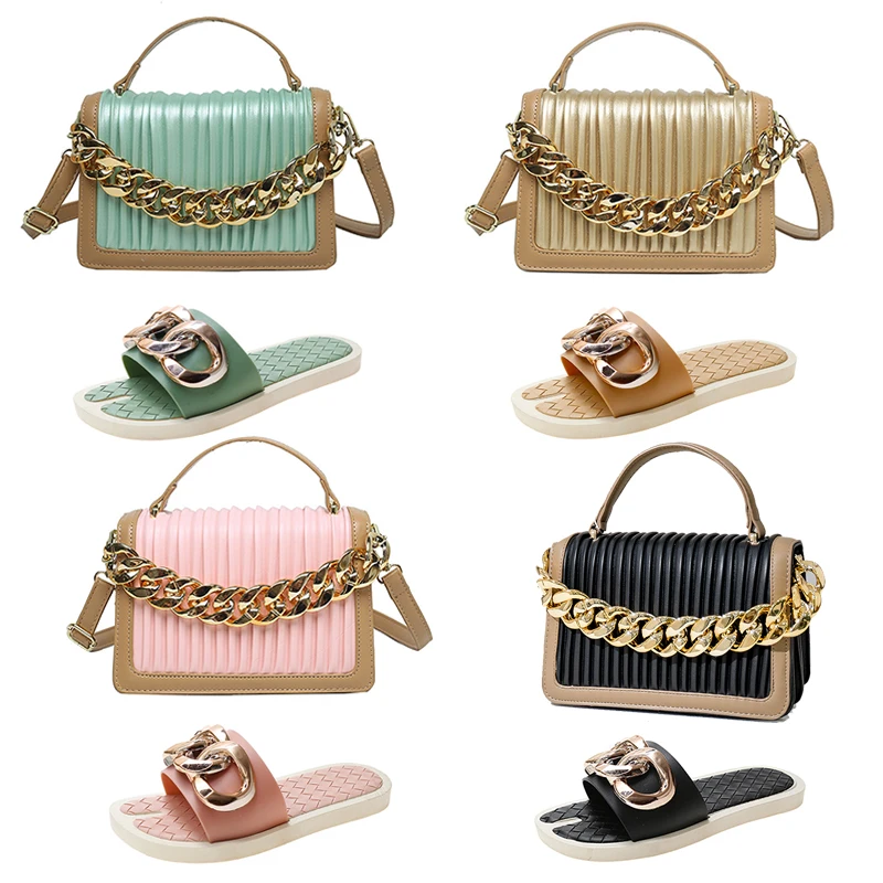 High Quality Purses And Handbag Woven Leather Purses And Sandals Sets Flat Sandals Chain Bag Handbags For Women Luxury, 4 colors
High Quality Purses And Handbag Woven Leather Purses And Sandals Sets Flat Sandals Chain Bag Handbags For Women Luxury, 4 colors
