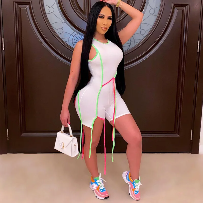 Ribbons Sleeveless Rompers Short Jumpsuit Women 2021 Casual Patchwork Fitness Playsuit Female Streetwear C13714
Ribbons Sleeveless Rompers Short Jumpsuit Women 2021 Casual Patchwork Fitness Playsuit Female Streetwear C13714