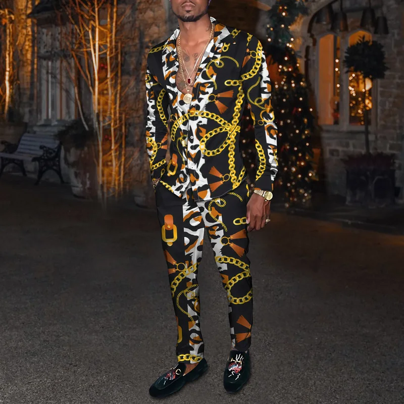 2022 New Custom Wholesale Two Piece Set Mens Fashion Casual Retro Luxury Style Print Long Sleeve Shirt and Trousers High Quality, Customized colors
2022 New Custom Wholesale Two Piece Set Mens Fashion Casual Retro Luxury Style Print Long Sleeve Shirt and Trousers High Quality, Customized colors