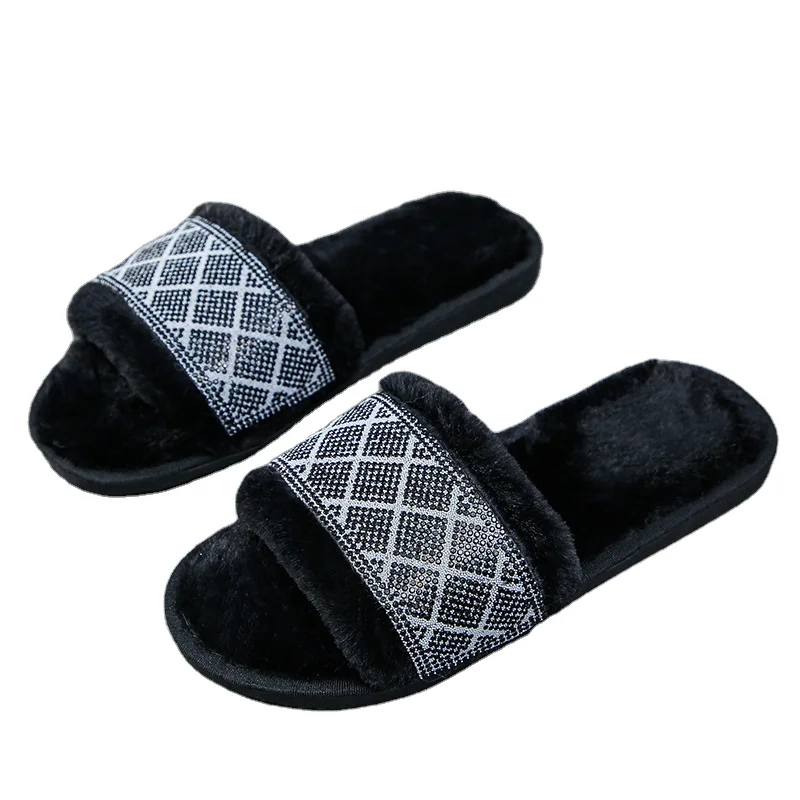 Good Design Winter New Ladies Fashion House Anti-slip Slippers Warm Flat Furry Slippers For Women, As picture
Good Design Winter New Ladies Fashion House Anti-slip Slippers Warm Flat Furry Slippers For Women, As picture