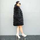 Multi Design Luxury Whole Skin Blue Fox Fur Overcoat Winter Woman Genuine Fur Coats