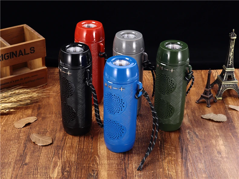 J18 1200MA 10W BT TF U dish FM handfree call TWS flashlight portable mini wireless speaker - ANKUX.COM