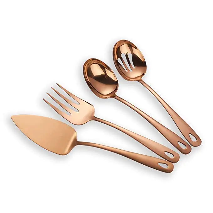 Shiny Copper Silverware Set,Stainless Steel Golden Flatware Serving Set 4 Pcs,Cake Server Cold Meat Fork Pierced Serving Spoon
Shiny Copper Silverware Set,Stainless Steel Golden Flatware Serving Set 4 Pcs,Cake Server Cold Meat Fork Pierced Serving Spoon