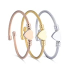 Trendy Friendship Stainless Steel Heart Charm Twist Bracelet Bangle Girls Gift