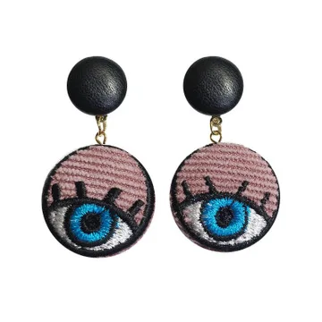Korea Hot Sale Circle Embroidery Evil Eyes Drop Earrings Vintage Round Blue Evil Eyes Leather Dangle Earrings For Girls
Korea Hot Sale Circle Embroidery Evil Eyes Drop Earrings Vintage Round Blue Evil Eyes Leather Dangle Earrings For Girls