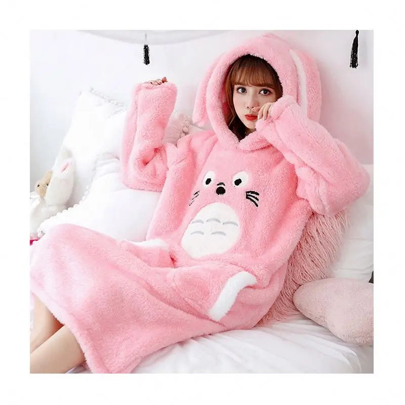 Women Cute Cartoon Hooded Nightdress Flannel Pajamas Pajamas Female Lounge Wear Winter Dress For Evening
Women Cute Cartoon Hooded Nightdress Flannel Pajamas Pajamas Female Lounge Wear Winter Dress For Evening