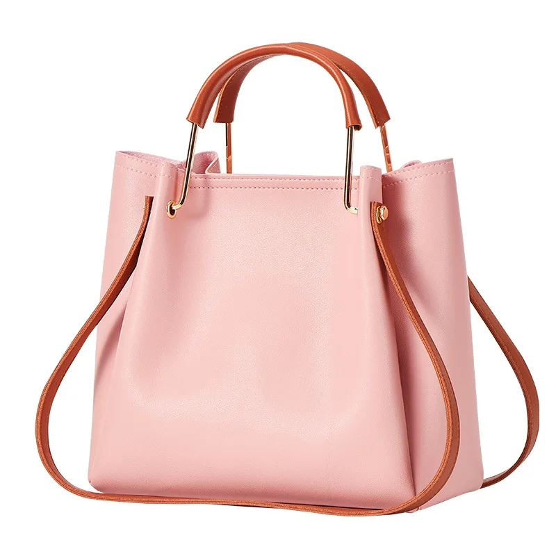 New Style PU Leather 2 Shoulder Straps Women Hand bags Large Capacity Handbags Bucket Bag With Metal Folding Handles, Black white red wine pink grey green brown
New Style PU Leather 2 Shoulder Straps Women Hand bags Large Capacity Handbags Bucket Bag With Metal Folding Handles, Black white red wine pink grey green brown