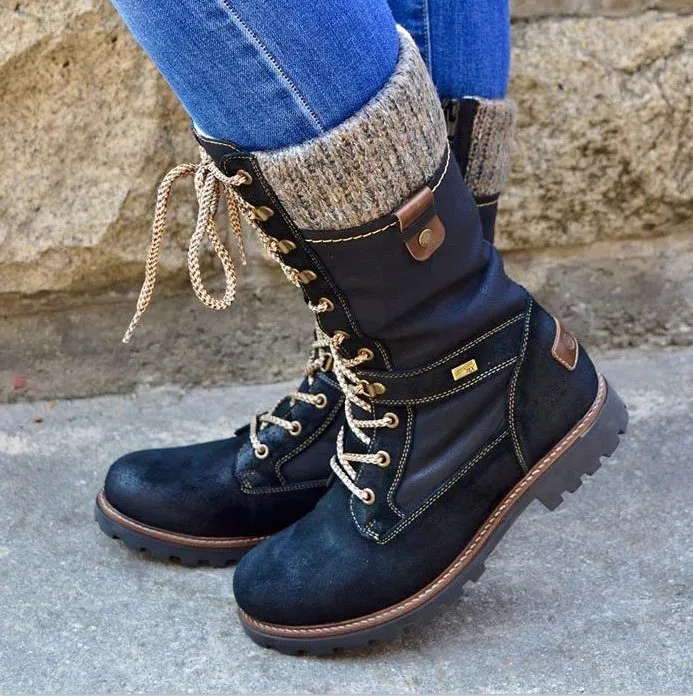 

DX-238 fashion vintage anti-slip Casual fall boutique boots for ladies hot sale women's lace up mid calf martin boots, Picture show