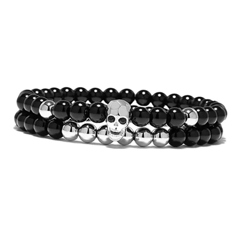 Stone Skull Bracelet Set Punk Retro Elastic Black Onyx Beaded Bracelet Fashion Natural for Men Design 8mm Wrap Bracelets 10 Sets
Stone Skull Bracelet Set Punk Retro Elastic Black Onyx Beaded Bracelet Fashion Natural for Men Design 8mm Wrap Bracelets 10 Sets