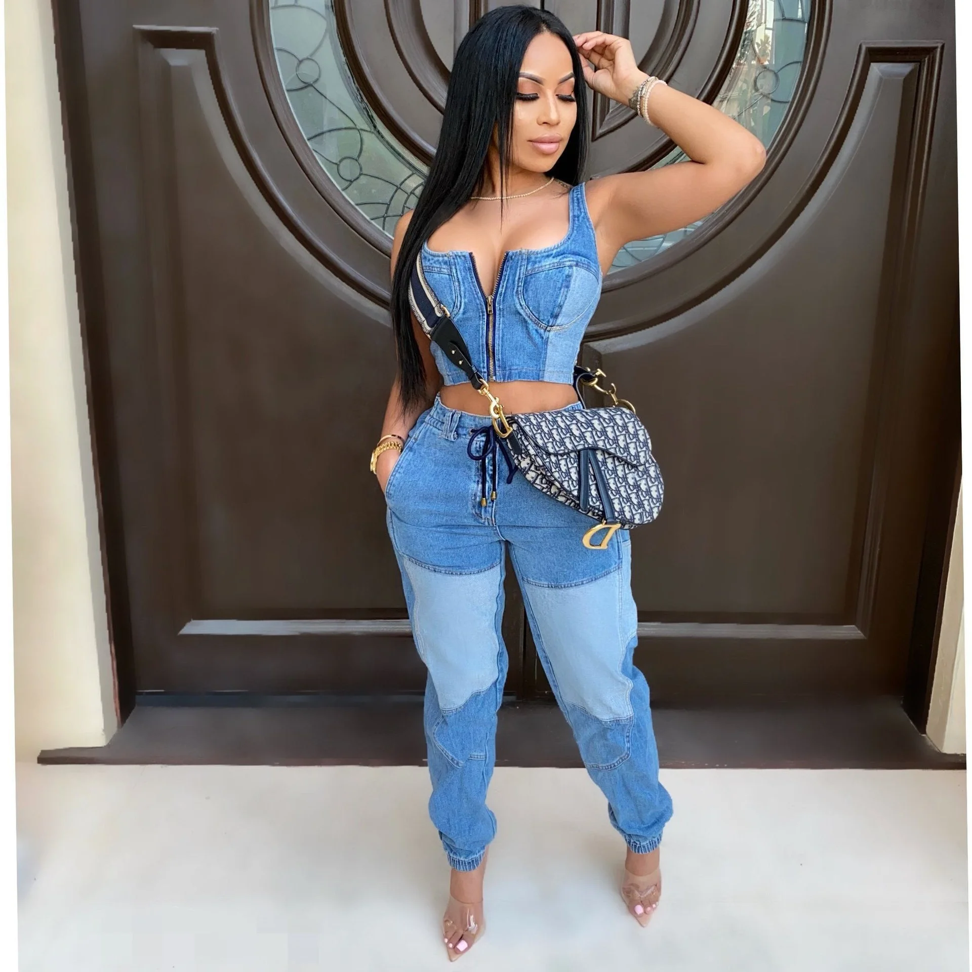 B63340A Autumn and winter style popular high quality elastic loose leg jeans, As picture
B63340A Autumn and winter style popular high quality elastic loose leg jeans, As picture