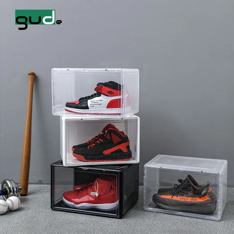 Dust proof magnetic suction door sneaker boxes clear shoe box drawer type shoe box with logo
Dust proof magnetic suction door sneaker boxes clear shoe box drawer type shoe box with logo
