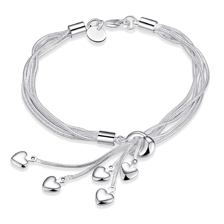 Women Lady's 925 Silver Plated Love Heart Pendent Charm Wrist Chain Bracelet Bangle Fashion Jewelry
Women Lady's 925 Silver Plated Love Heart Pendent Charm Wrist Chain Bracelet Bangle Fashion Jewelry
