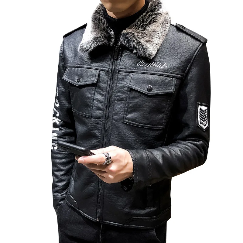 New leather clothes men's fur integrated PU leather jacket locomotive Lapel big WINDPROOF JACKET
New leather clothes men's fur integrated PU leather jacket locomotive Lapel big WINDPROOF JACKET