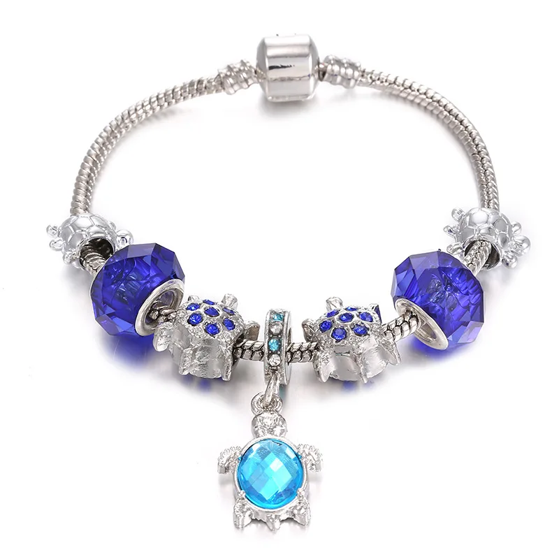 Wholesale starfish Sea turtle diamond Blue glass beads bracelet DIY charm jewelry for women, 2 color
Wholesale starfish Sea turtle diamond Blue glass beads bracelet DIY charm jewelry for women, 2 color