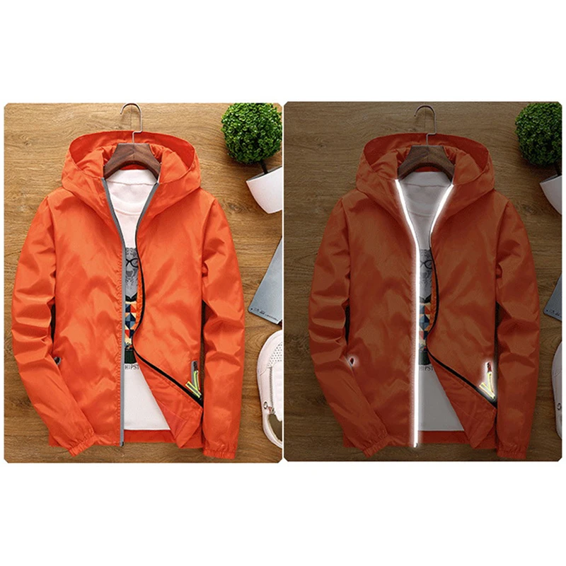 2020 Spring youth windbreaker reflective coat slim hooded men's jacket plus size trendy clothes, Red/black/white/orange/dark blue/blue/grey
2020 Spring youth windbreaker reflective coat slim hooded men's jacket plus size trendy clothes, Red/black/white/orange/dark blue/blue/grey