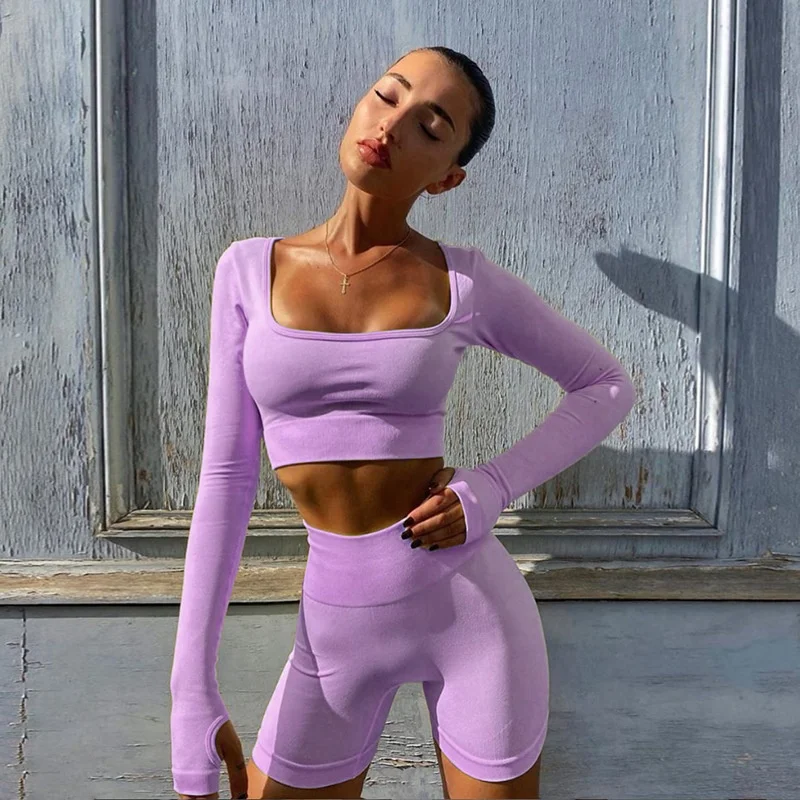 2021 Wholesale Summer Women Casual 2 Piece Outfit Long Sleeve Tops And Short Pants Home Fitness Sportswear
2021 Wholesale Summer Women Casual 2 Piece Outfit Long Sleeve Tops And Short Pants Home Fitness Sportswear