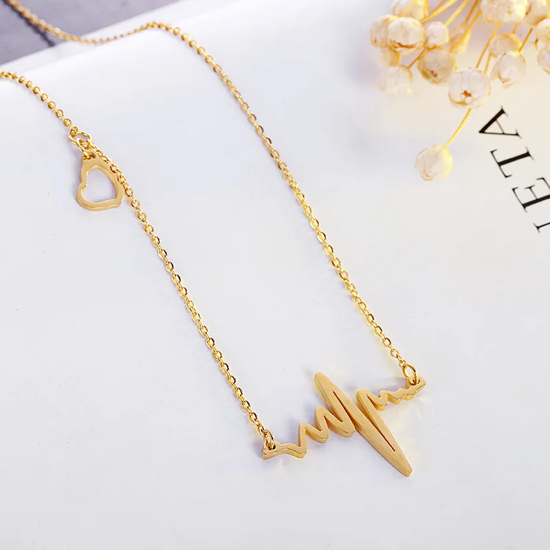 2019 Fashion electrocardiogram wave stainless steel clavicle chain necklace jewelry for women, As picture
2019 Fashion electrocardiogram wave stainless steel clavicle chain necklace jewelry for women, As picture
