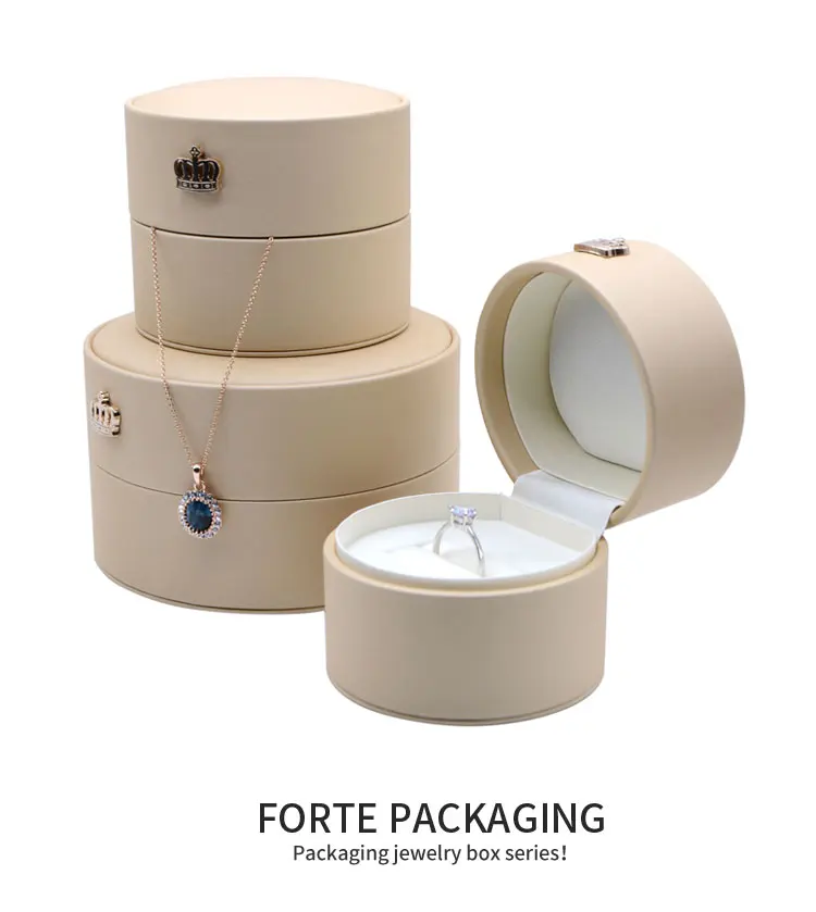 custom logo pu leather ring boxes jewelry packaging box
