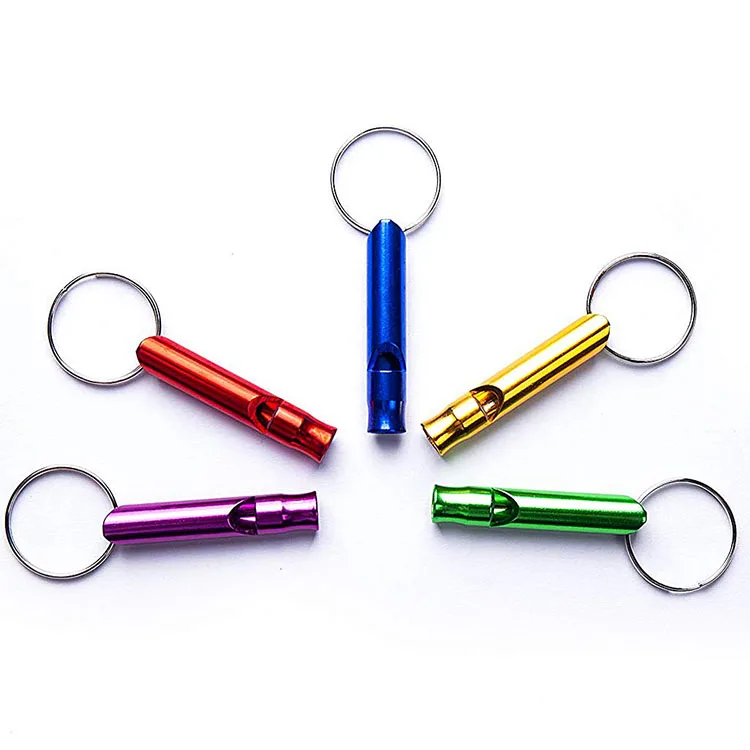 

Colorful Hiking Camping Aluminum Survival Whistle with Key Chain Emergency Whistles, Multi-colors