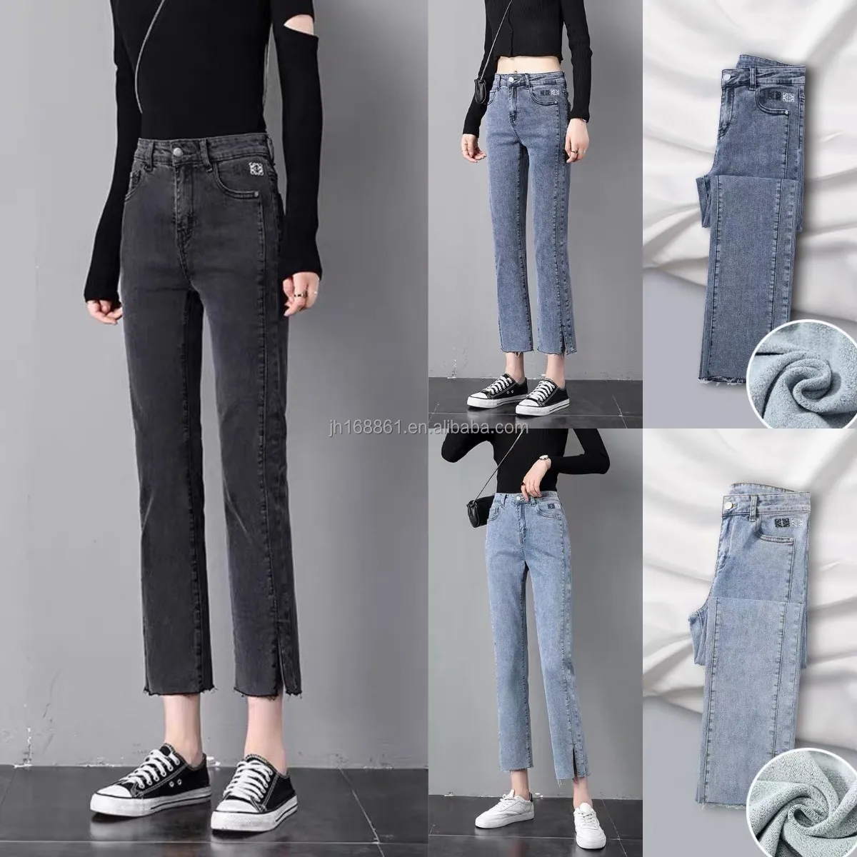 2021 New women's fashion cotton flared jeans Stretch hole frilly jeans factory wholesale, Blue
2021 New women's fashion cotton flared jeans Stretch hole frilly jeans factory wholesale, Blue