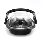Food Grade Disposable Black PP Plastic Roast Chicken tray container with handle