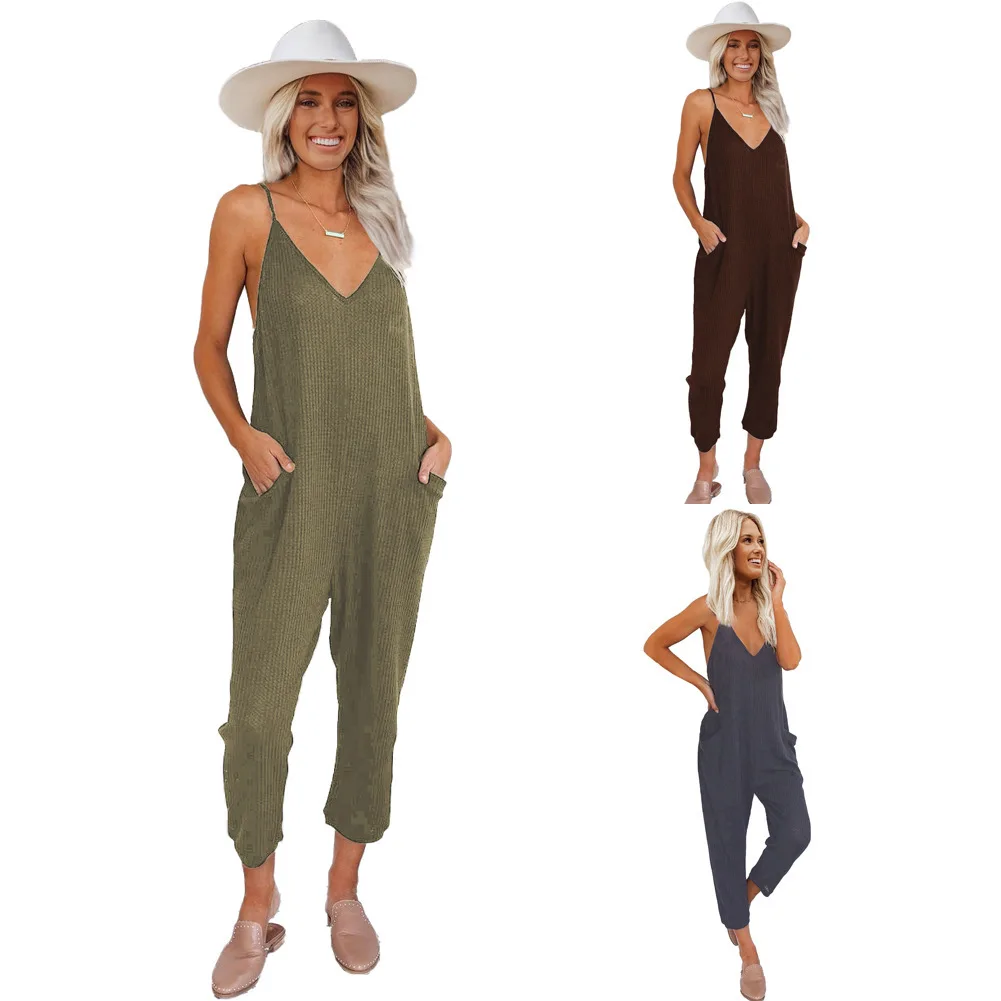 2021 New summer Arrival Fashion Wholesale Sexy Deep V Adult Women pocket printing Long Pants Condole belt Jumpsuit Romper Cloth, Customized color
2021 New summer Arrival Fashion Wholesale Sexy Deep V Adult Women pocket printing Long Pants Condole belt Jumpsuit Romper Cloth, Customized color