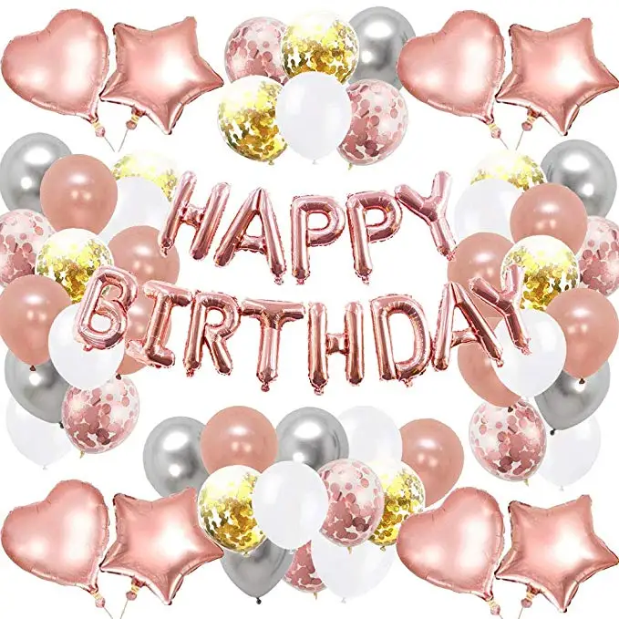 2019 new design happy birthday decoration set rose gold happy