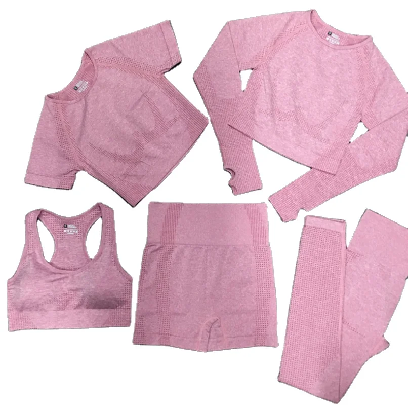 fitness active wear gym workout long sleeve clothing shorts pants tight sports suits seamless 5 pieces yoga set for women, Sku shows
fitness active wear gym workout long sleeve clothing shorts pants tight sports suits seamless 5 pieces yoga set for women, Sku shows