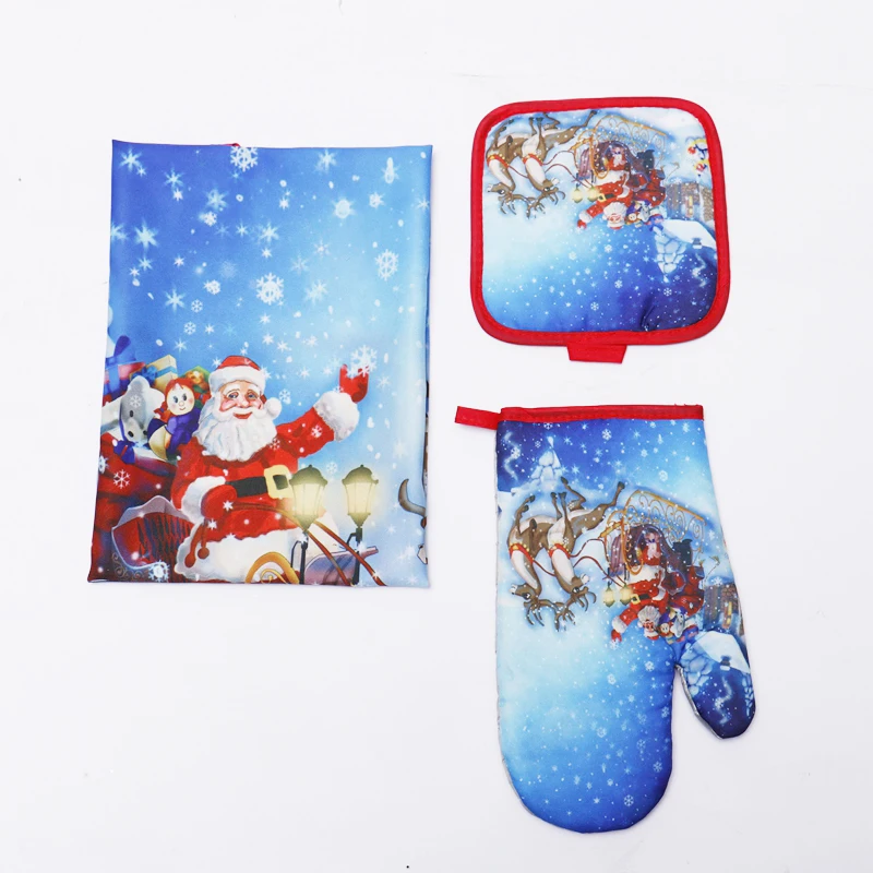 Practical kitchen tools insulated glove placemat apron three pieces suit, Customized
Practical kitchen tools insulated glove placemat apron three pieces suit, Customized