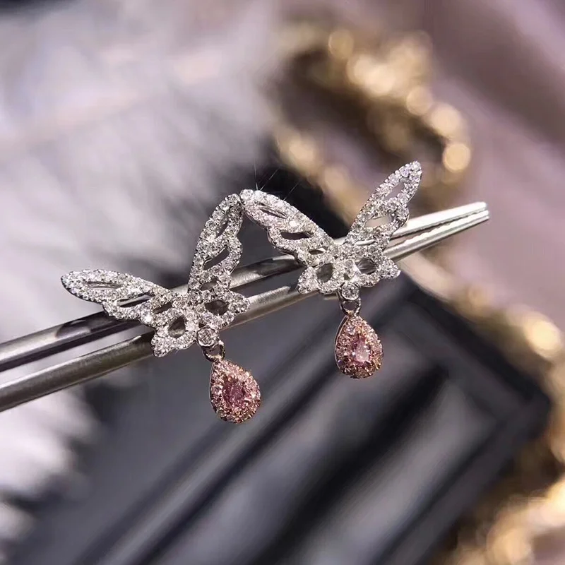 Fashion Butterfly Drop Pink Yellow Crystal Zircon Diamonds Stud Earrings for Women Girl White Gold Silver color Jewelry, Picture shows
Fashion Butterfly Drop Pink Yellow Crystal Zircon Diamonds Stud Earrings for Women Girl White Gold Silver color Jewelry, Picture shows