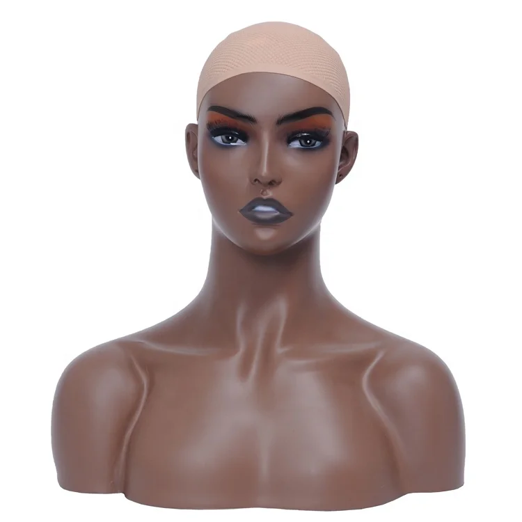 Shoulder half-length black woman skin color wig development shows the head of the model, Customized
Shoulder half-length black woman skin color wig development shows the head of the model, Customized