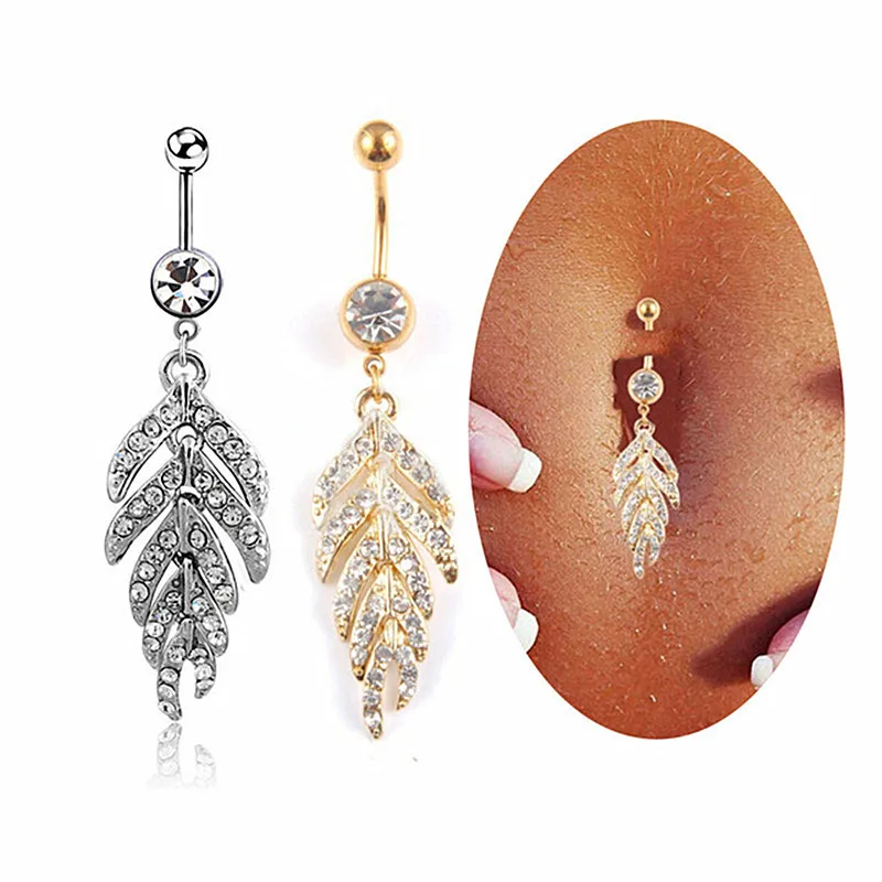Hot Sale Body Piercing Jewelry Crystal Leaf Shaped Belly Button Ring Feather Navel Rings For Sexy Women
Hot Sale Body Piercing Jewelry Crystal Leaf Shaped Belly Button Ring Feather Navel Rings For Sexy Women