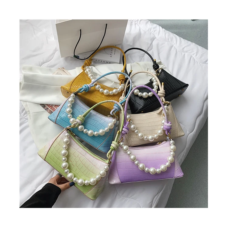 Gradient color shoulder underarm bag 2021 Ladies Luxury Pearl Handle designer handbag famous purse, Customizable
Gradient color shoulder underarm bag 2021 Ladies Luxury Pearl Handle designer handbag famous purse, Customizable