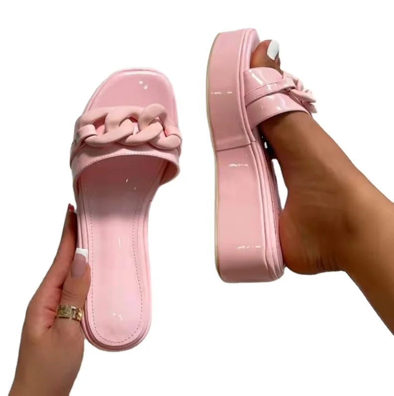 new arrival women slippers candy color PU slides fashion chain decoration ladies casual outdoor slippers, Picture
new arrival women slippers candy color PU slides fashion chain decoration ladies casual outdoor slippers, Picture
