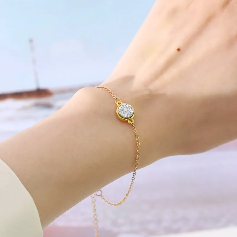 Hot Sale Bohemian Colorfu Acrylic Gold Chain Bracelet Charm Druzy Bracelet for Women Gift 2020, 5 colors
Hot Sale Bohemian Colorfu Acrylic Gold Chain Bracelet Charm Druzy Bracelet for Women Gift 2020, 5 colors