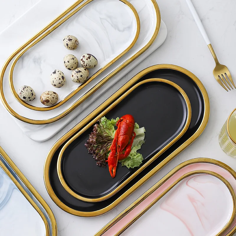 Nordic ins creative simple marbled ceramic oval plate steak plate home storage jewelry plate tray, Customized color
Nordic ins creative simple marbled ceramic oval plate steak plate home storage jewelry plate tray, Customized color