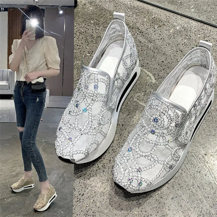 Mesh breathable casual women's sandals summer new height increasing insole student shoes muffin women's shoes, Gold, silver
Mesh breathable casual women's sandals summer new height increasing insole student shoes muffin women's shoes, Gold, silver
