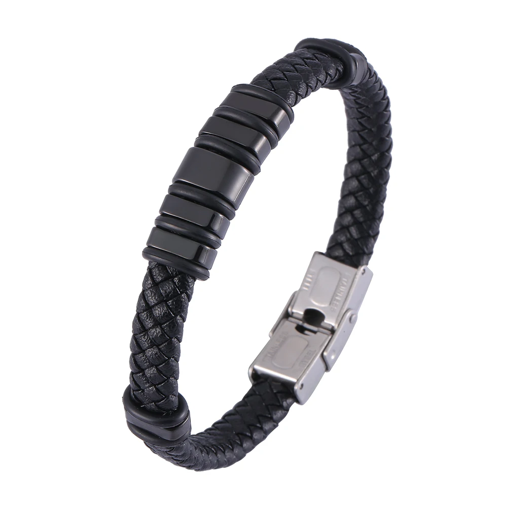Fashion Brand Black Braided Leather Men Bracelet Stainless Steel Buckle Rock Hip Hop Bangle Male Jewelry Accessories Gift SP1218
Fashion Brand Black Braided Leather Men Bracelet Stainless Steel Buckle Rock Hip Hop Bangle Male Jewelry Accessories Gift SP1218