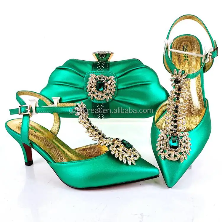 AB8639 Fashion Shoes and Bag Set Genuine Leather Nigeria Shoes for Women